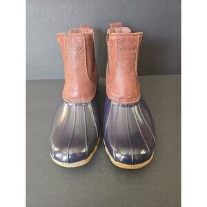 Women's Sperry Saltwater Chelsea Duck Ankle Boots Brown Navy Blue Size 9.5 Proof